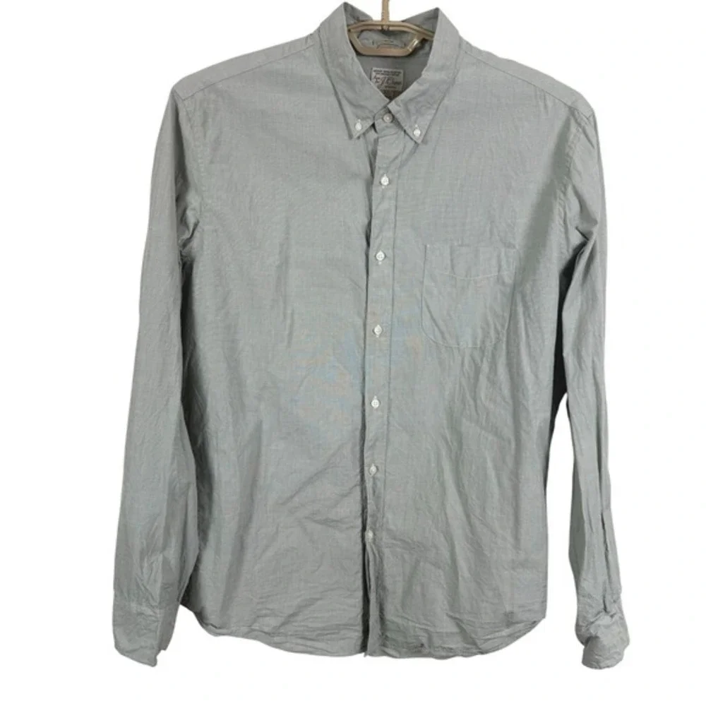 J Crew Stretch‎ Men Button Down Shirt XL Slim Organic Cotton Secret Wash Preppy